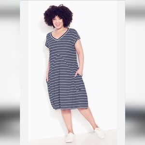 #1302  & Zoe Navy and White Striped Dress